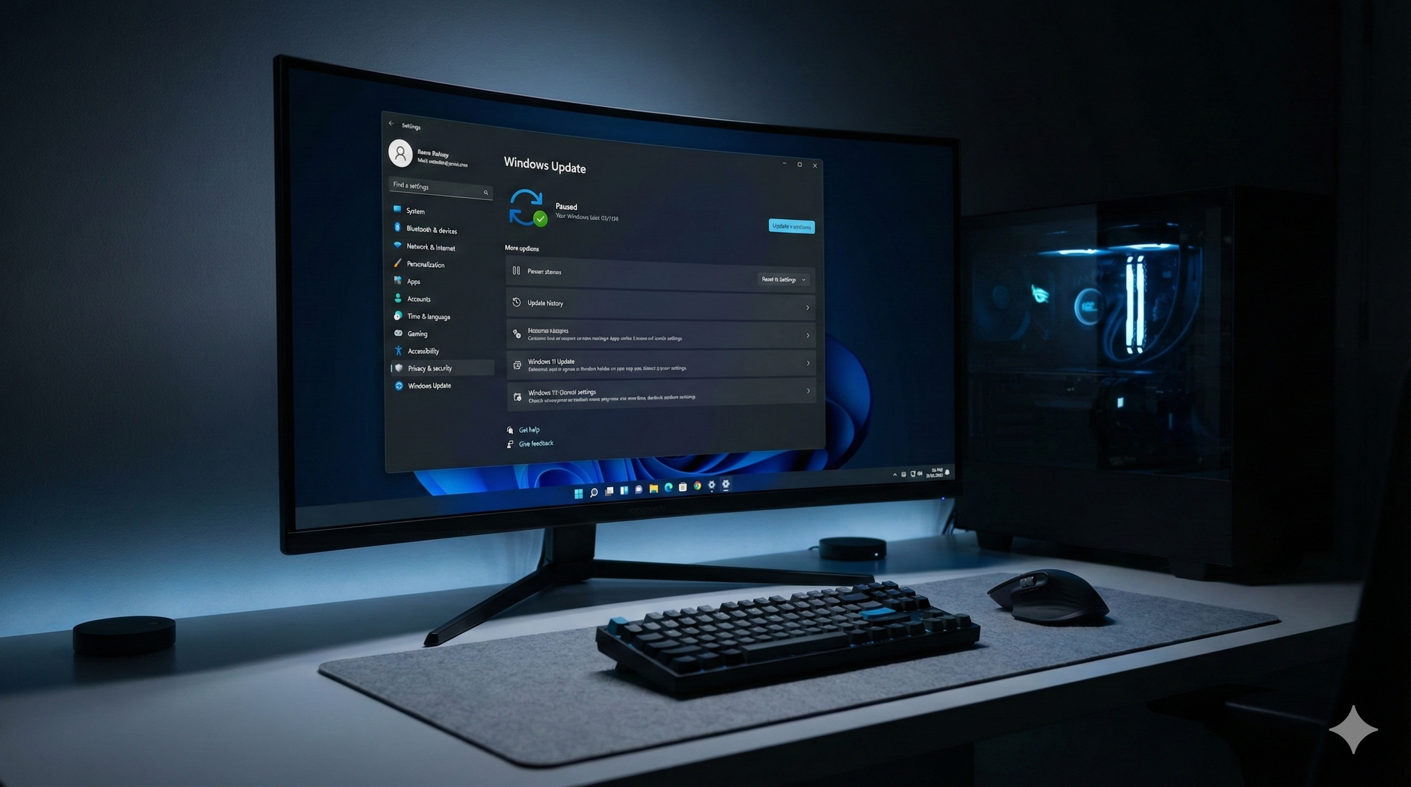 윈도우 11 설정 메뉴에서 자동 업데이트 일시 중지 및 활성 시간 수동 설정을 통한 갑작스러운 재부팅 방지 가이드 이미지