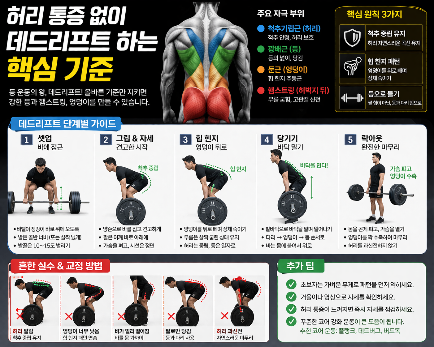 허리 통증 없이 데드리프트 하는 핵심 기준 (이 3개다)