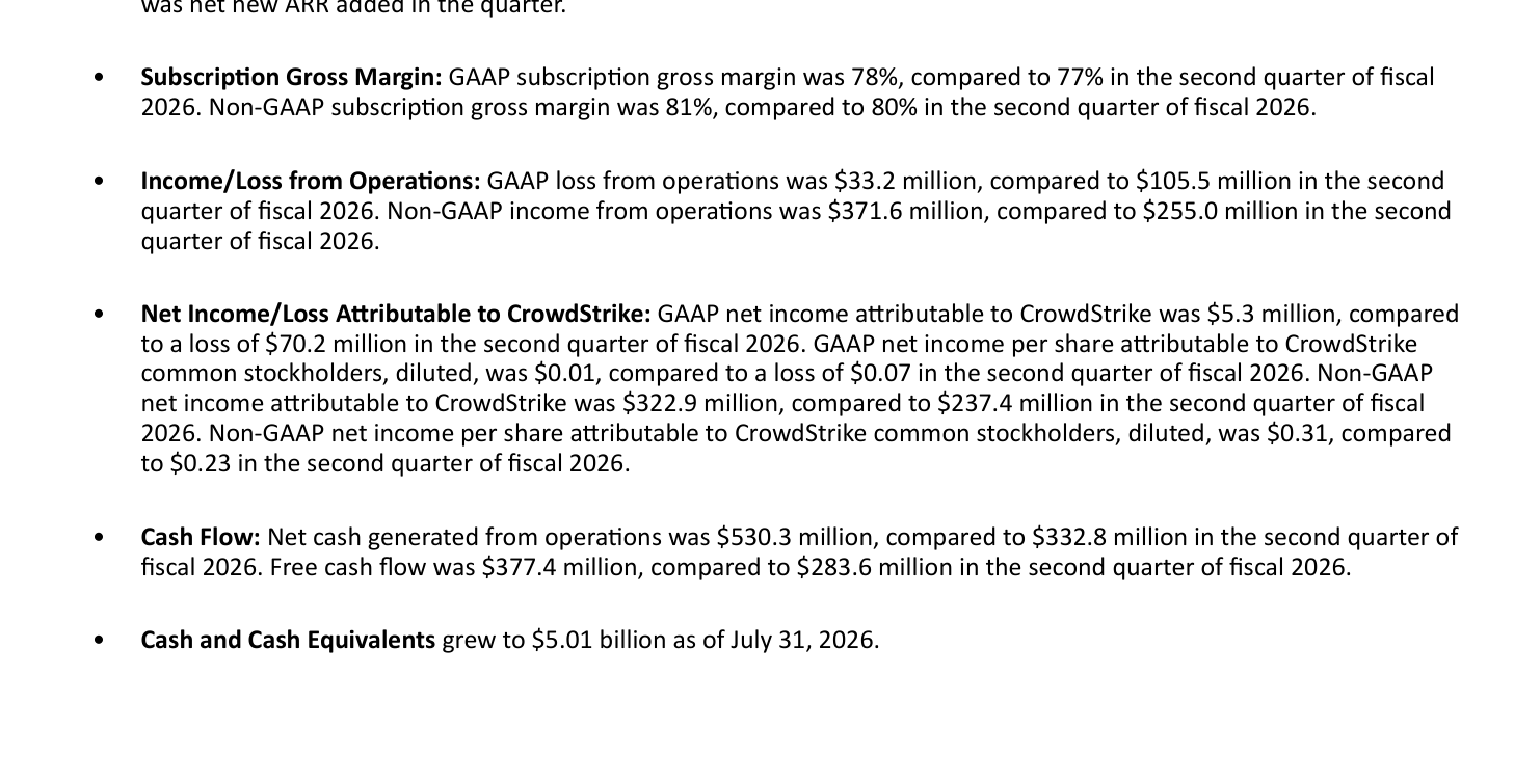 GAAP and non-GAAP results set side by side by the company