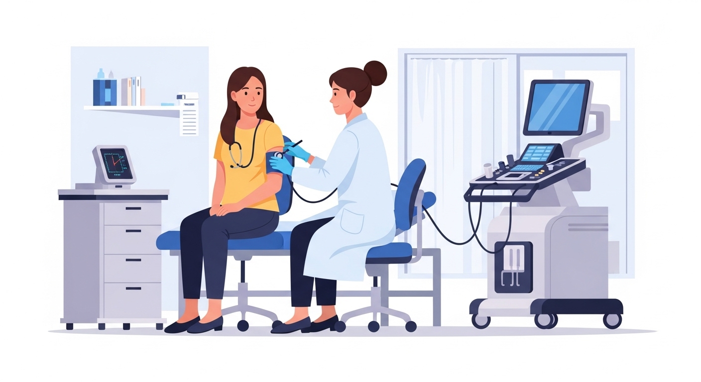 여성이 병원에서 건강검진을 받는 이미지