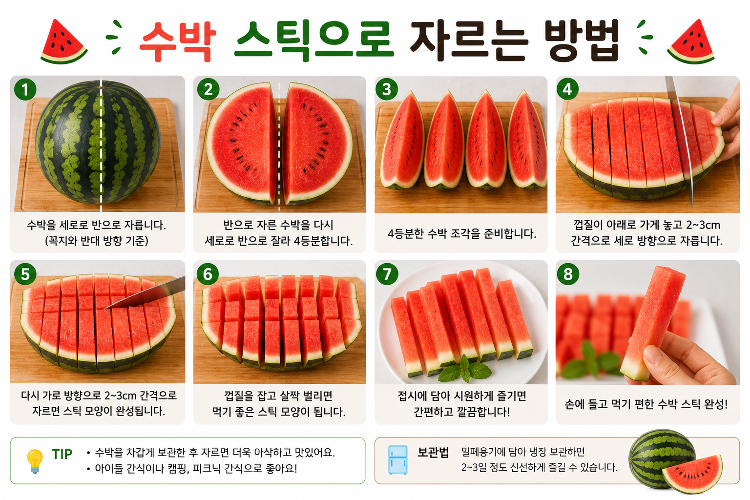 수박 스틱으로 자르는 방법