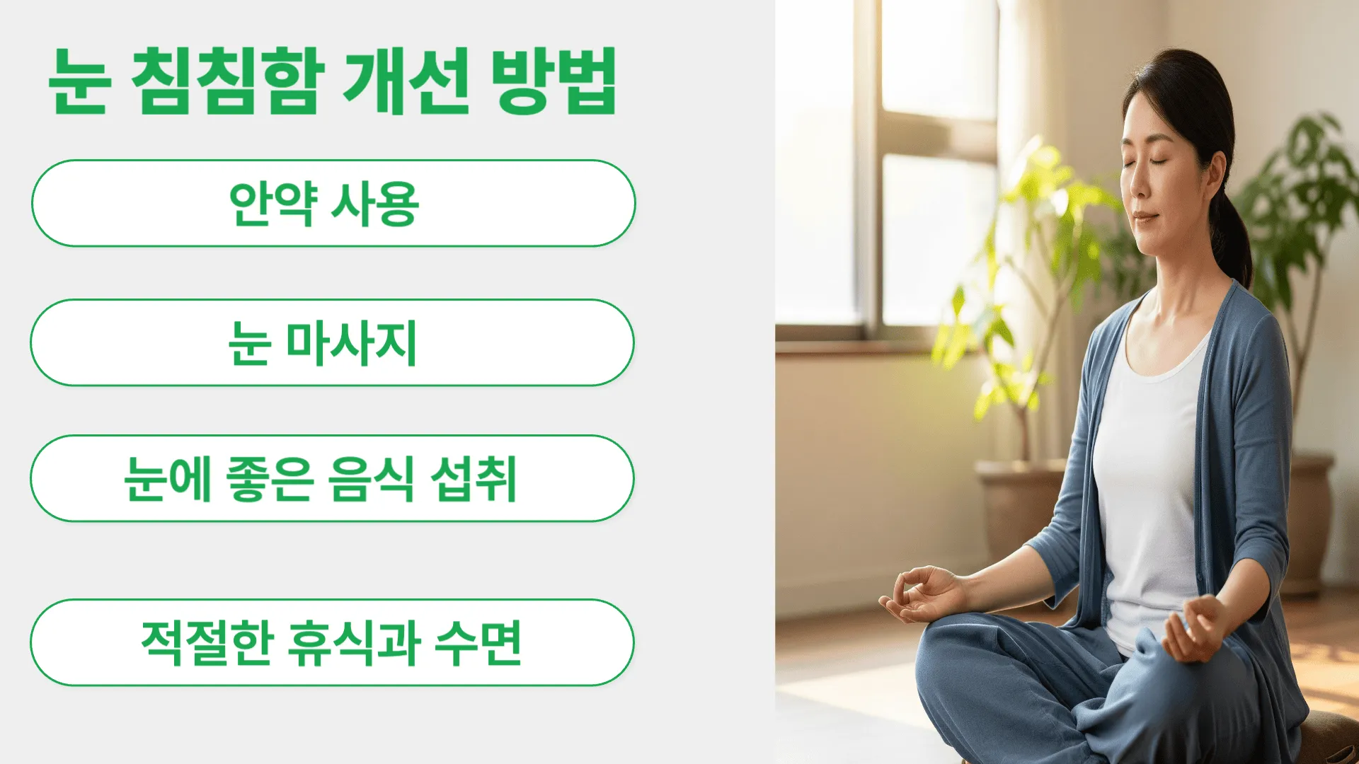 눈 침침함을 개선할 수 있는 방법은 무엇인가요?