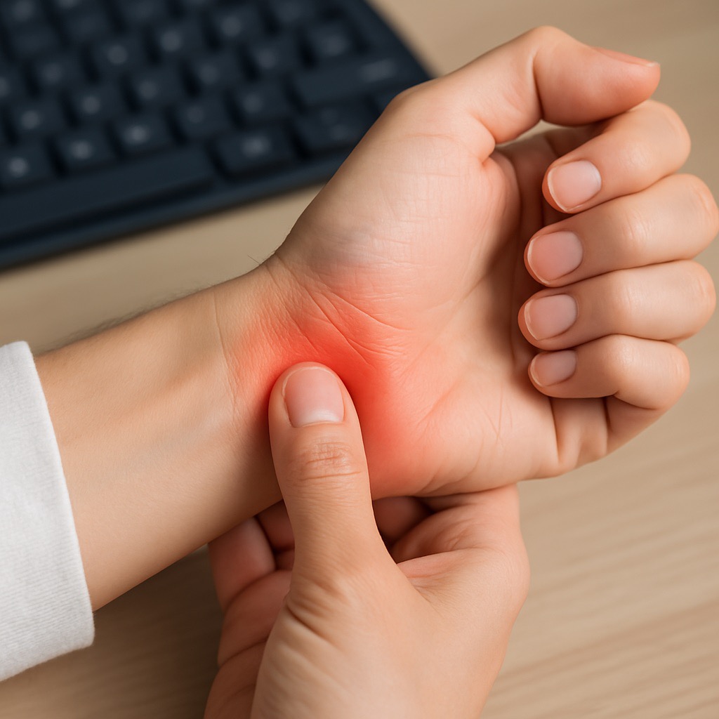 손목터널증후군의 통증을 느끼는 모습(출처: 자체제작)