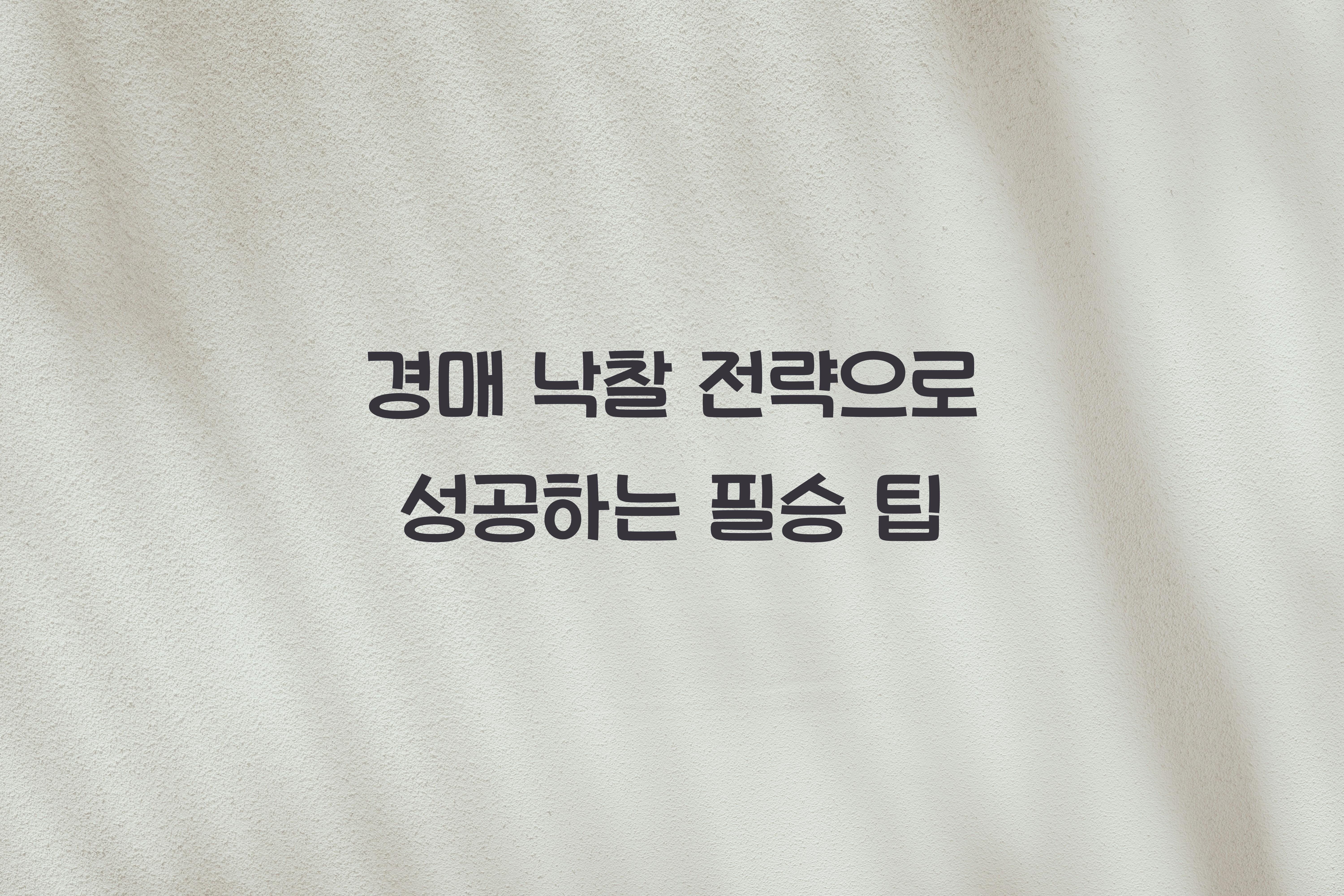 경매 낙찰 전략