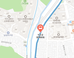 이수교.방배본동에서 인천공항 리무진 공항버스(6016번) 지도 위치