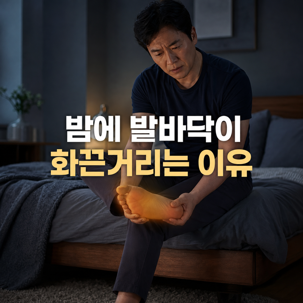 밤에 잠자리에서 발바닥 화끈거림을 느끼는 남성