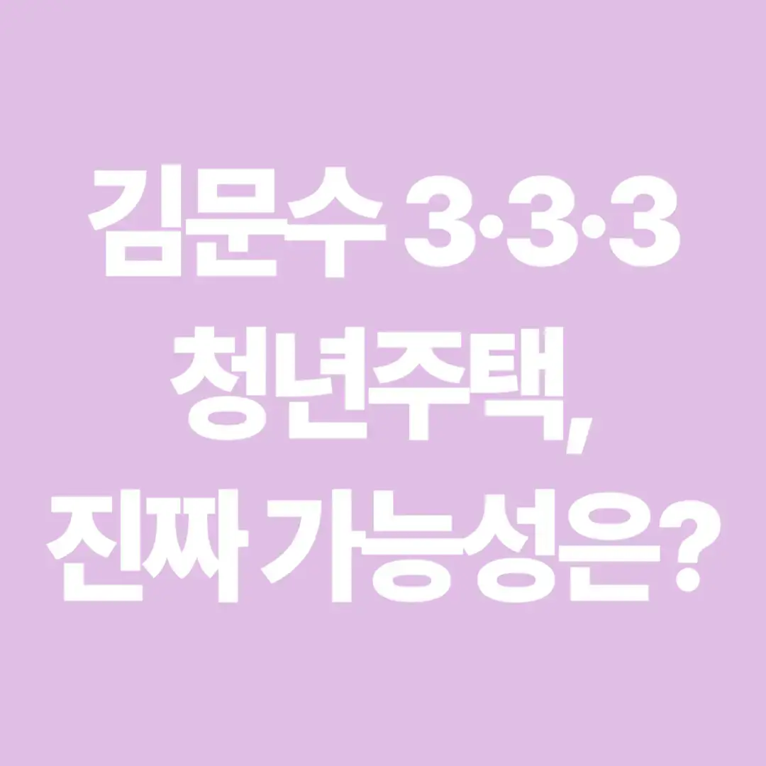 김문수 3·3·3 청년주택 공약 실현 가능성