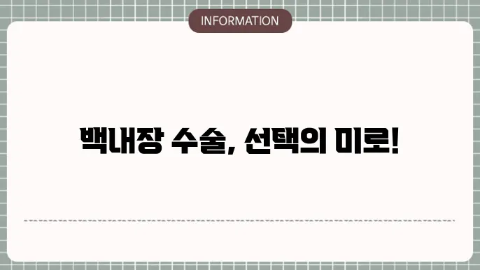 백내장 몇종수술: 