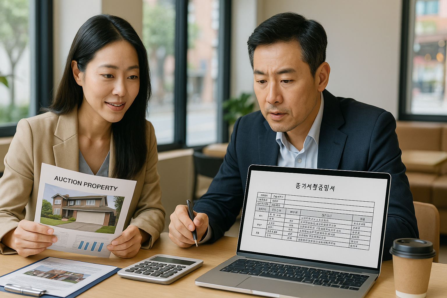 경매물건 서류, 등기부, 현장 사진 등을 보며 입찰 전략 협의