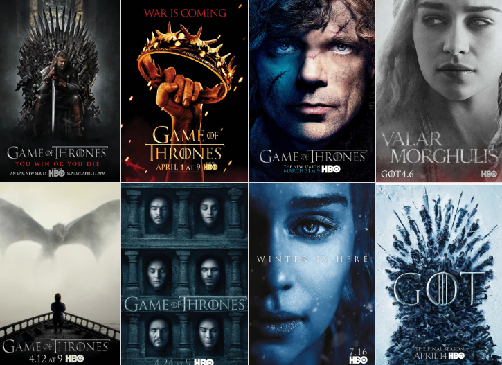 왕좌의 게임 시즌별 포스터