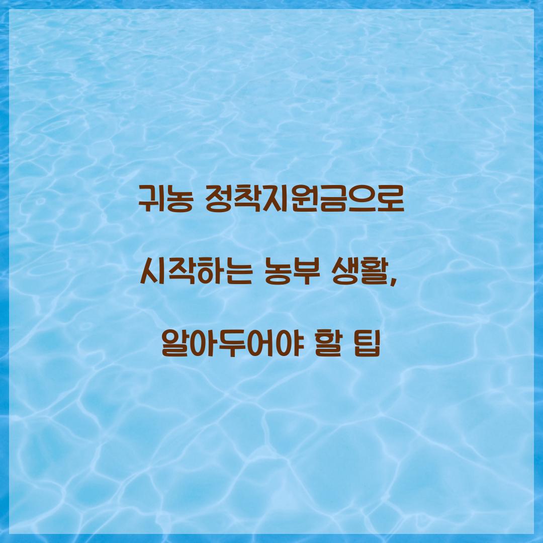 귀농 정착지원금