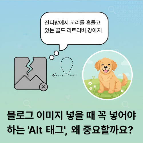 블로그 이미지 넣을 때 꼭 넣어야 하는 'Alt 태그'에 대한 설명을 그림으로 나타냄