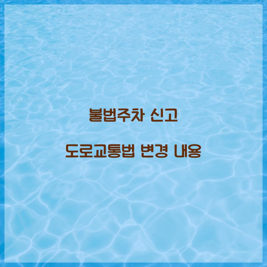 불법주차 신고 도로교통법 변경 내용