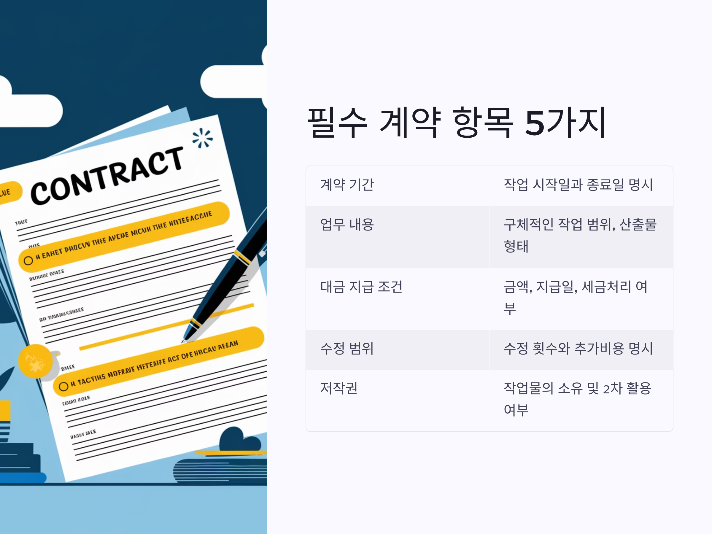 프리랜서 계약서 필수 가이드: 안전하게 일 시작하는법