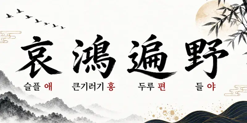 Aehongpyeonya Korean idiom meaning with traditional Chinese calligraphy