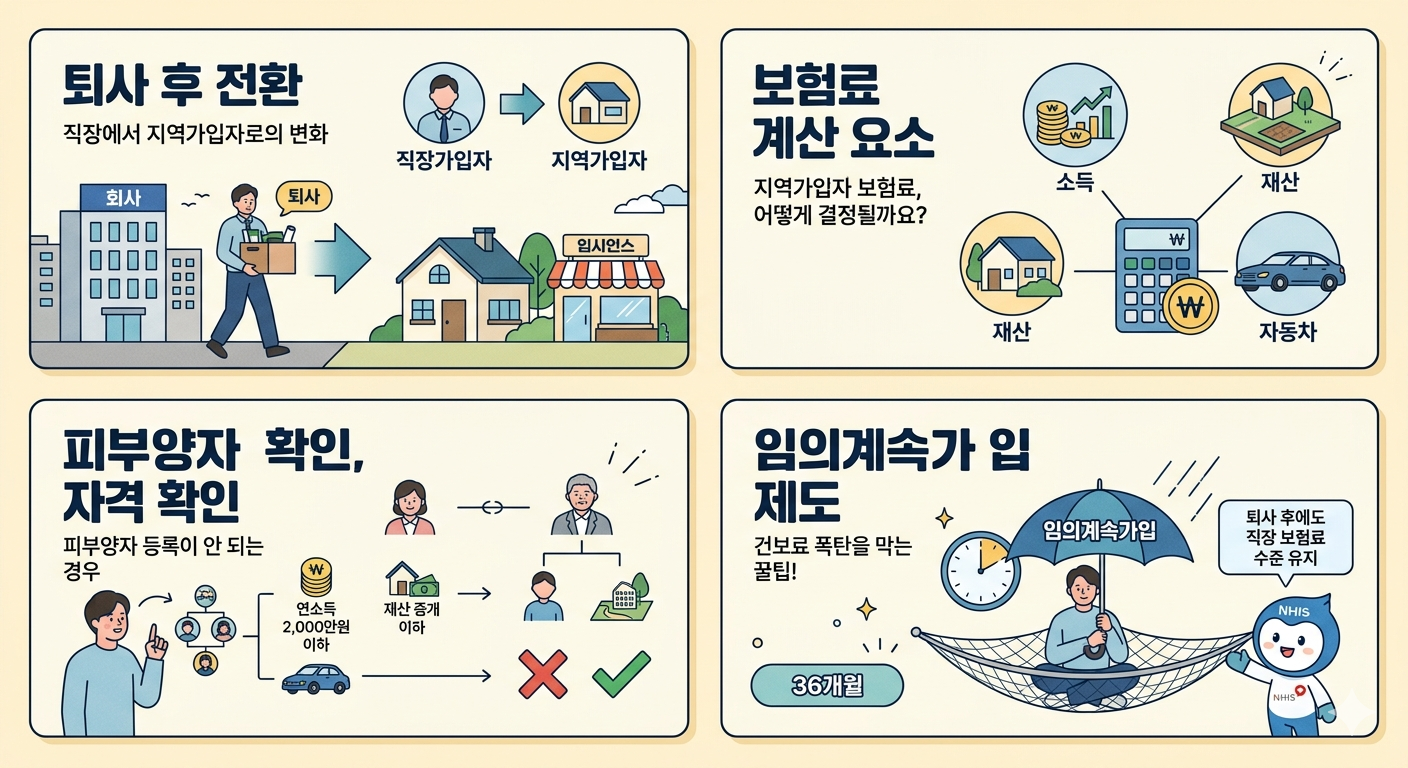 건강보험료 지역가입자 전환 및 보험료 계산