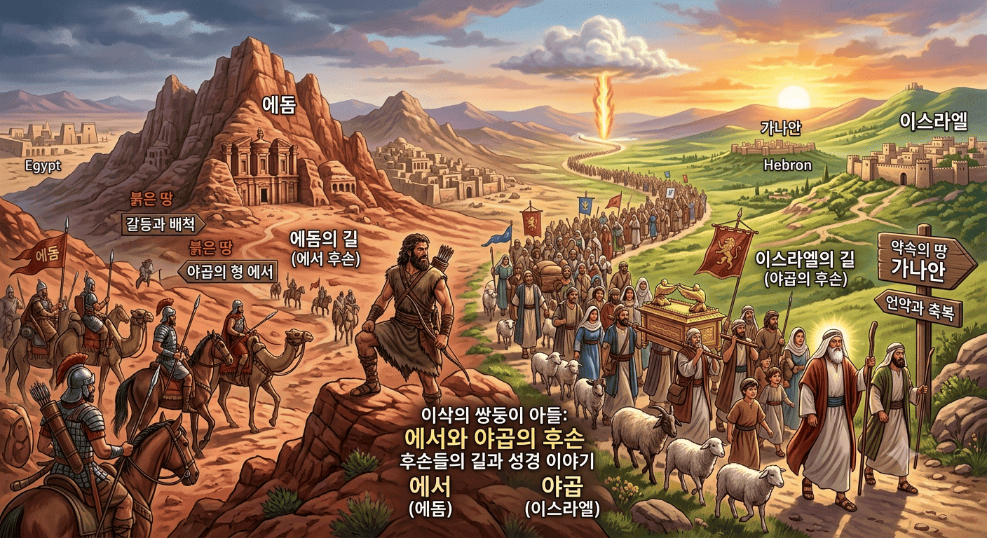 이삭의 쌍둥이 아들 에서와 야곱 후손들의 길