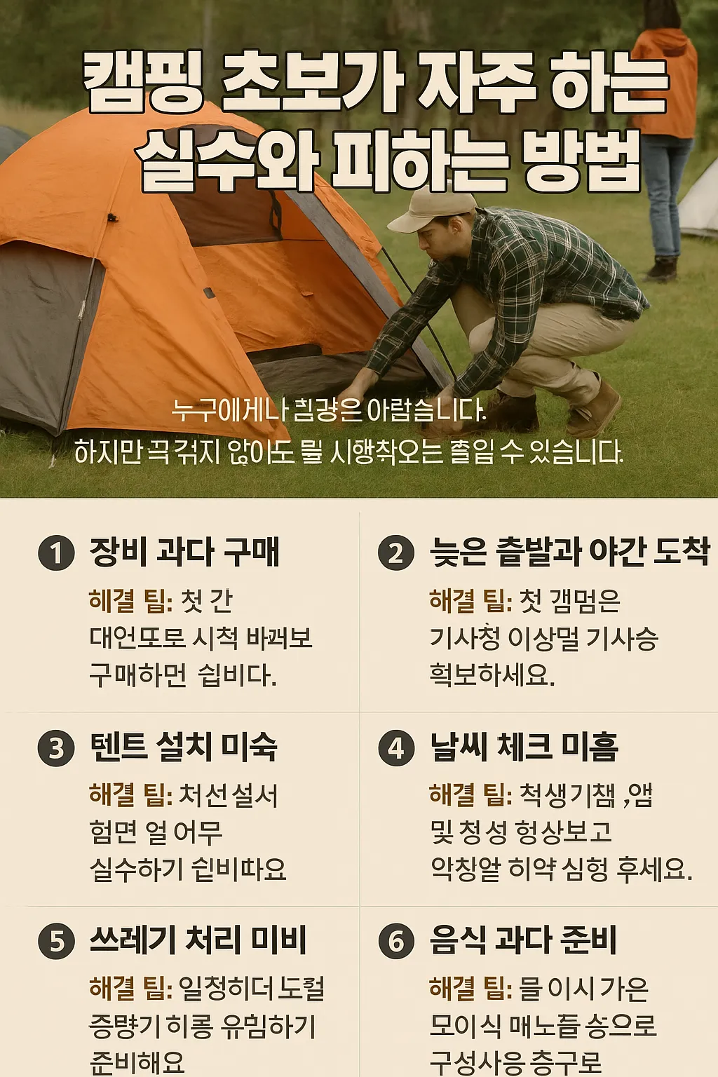 캠핑 초보가 자주 하는 실수 관련 사진