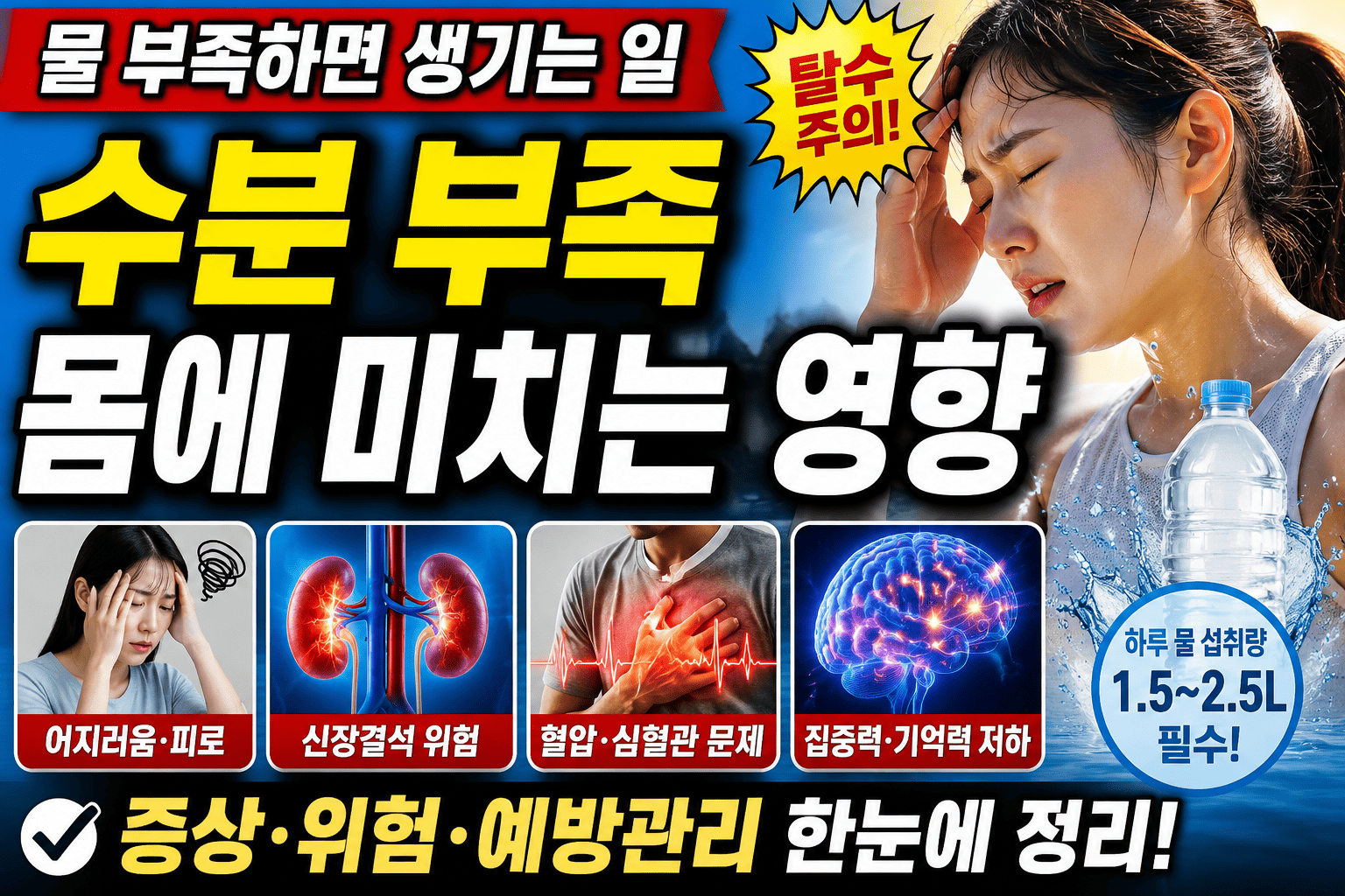 수분 부족이 몸에 미치는 영향 분석 (탈수증상, 건강위험, 예방관리)