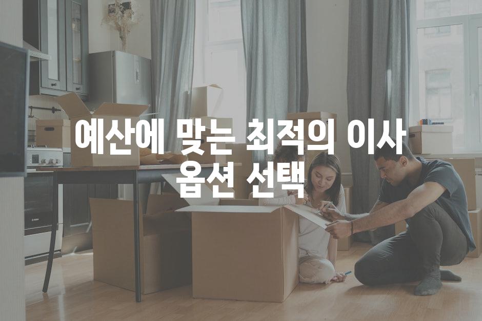 예산에 맞는 최적의 이사 옵션 선택