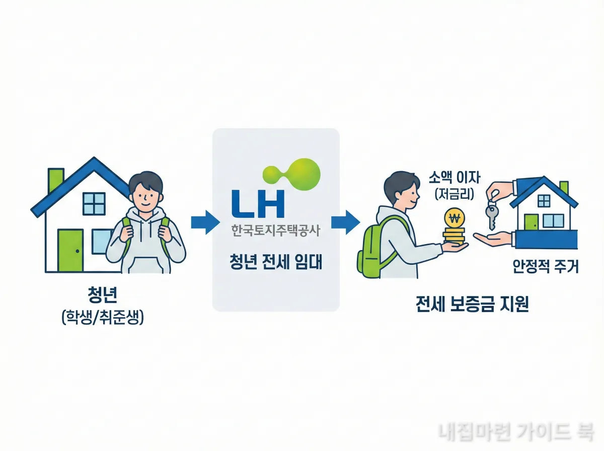 LH 청년전세임대주택의 개념을 설명하는 인포그래픽