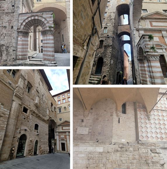 페루자의 역사를 볼 수 있는 거리 곳곳 장면