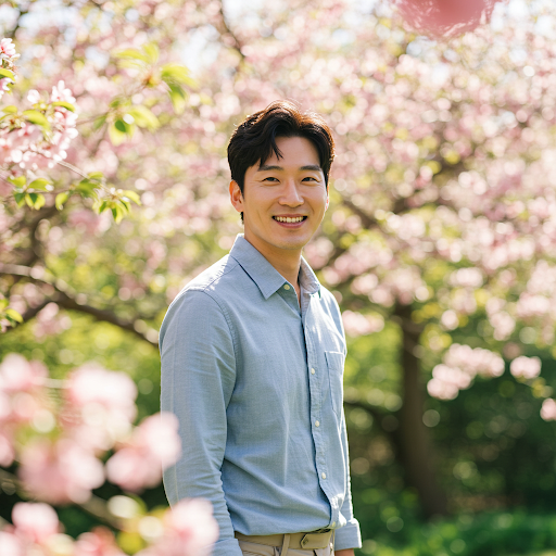 건강하고 활력 넘치는 30대 남성의 봄철 피부 관리 시작을 알리는 이미지.