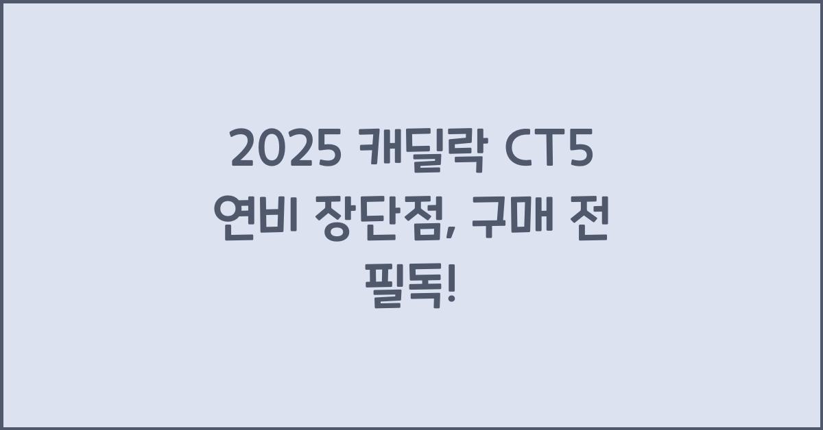 2025 캐딜락 CT5 연비 장단점