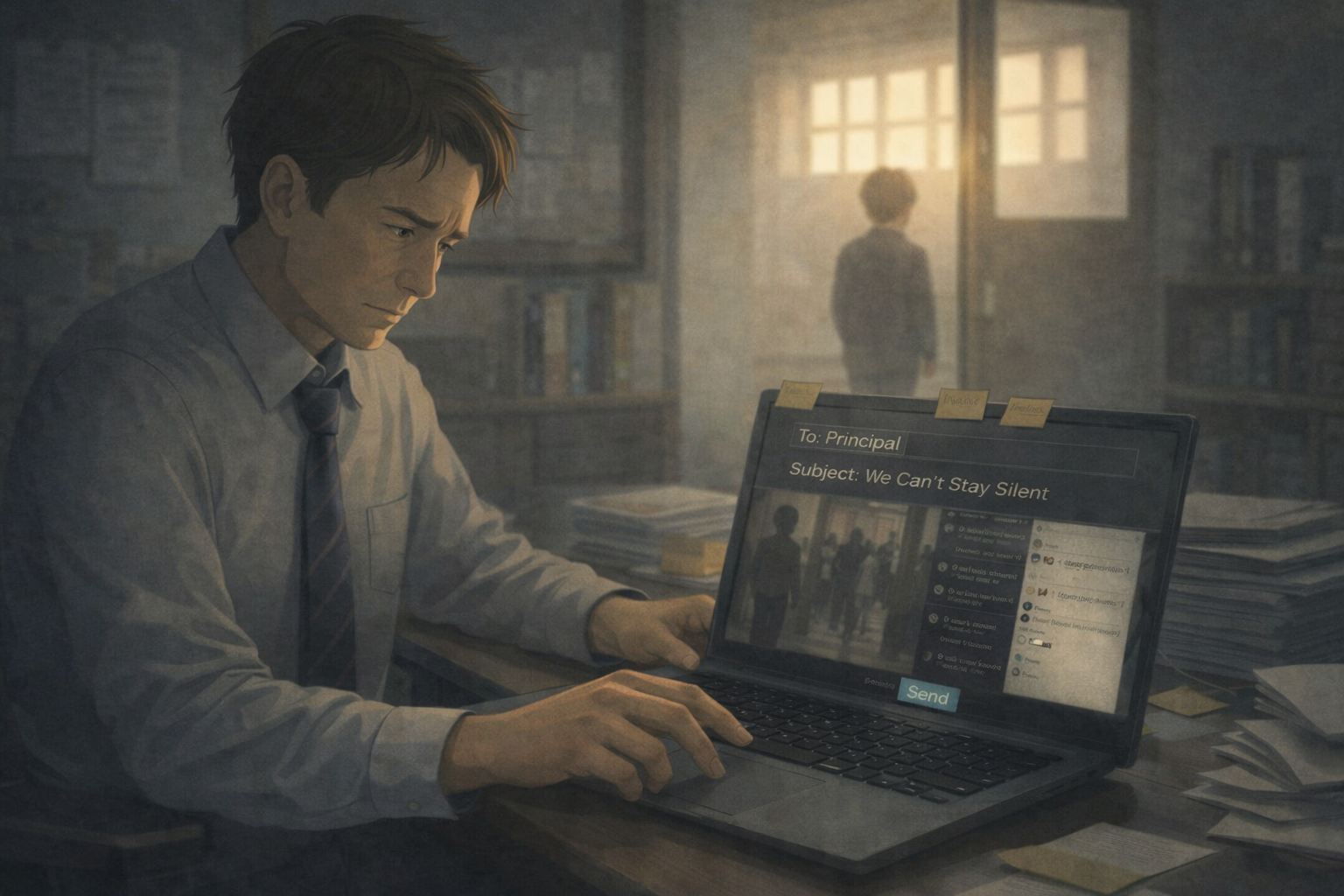 &ldquo;침묵을 깨기 직전, 학생을 지켜야 할 선택 앞에 선 교사의 순간&rdquo;