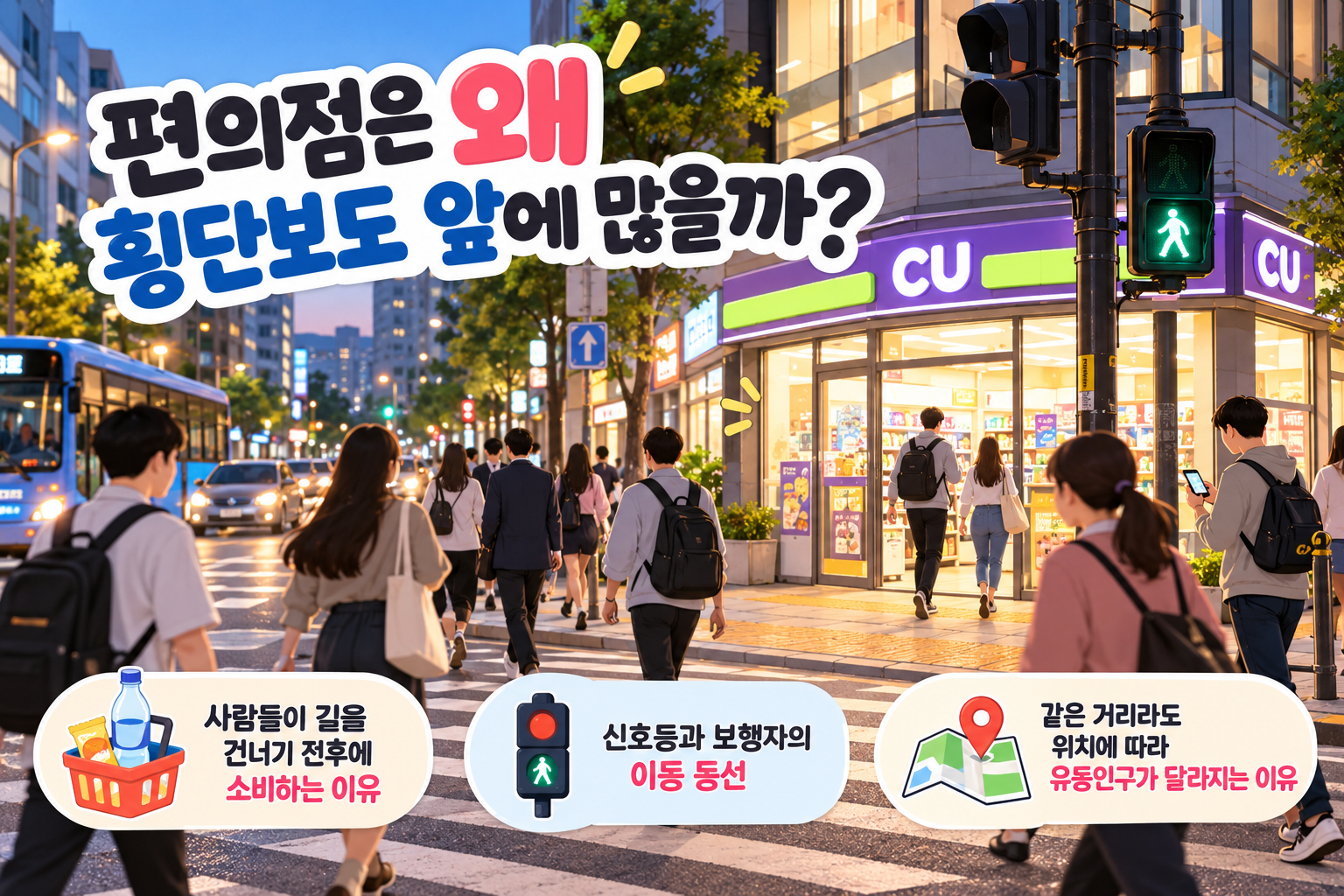 편의점은 왜 횡단보도 앞에 많을까? 사람들이 길을 건너며 소비하는 이유