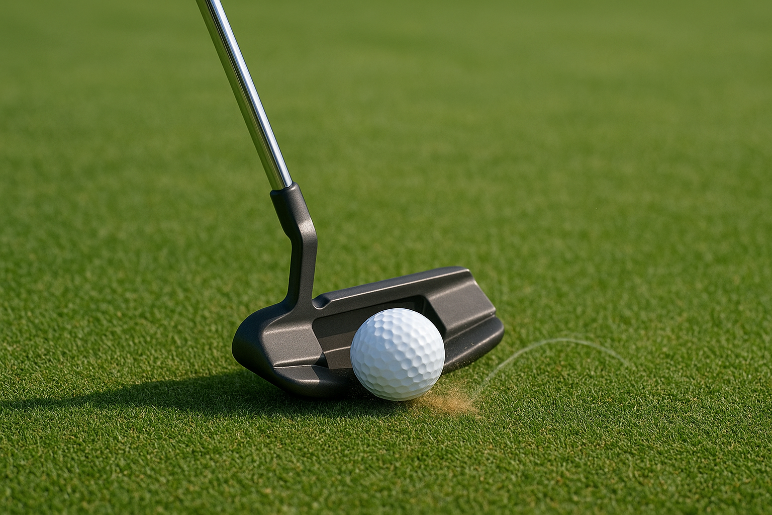 골프 말렛 퍼터 똑바로 쳤는데 우측으로 슬라이스 나는 모습