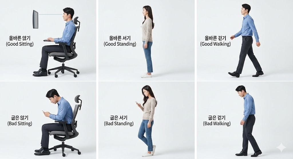 허리건강 굽은허리 자세교정 시니어건강 건강수명