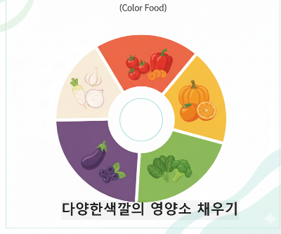 다양한 색깔의 영양소 채소 사진