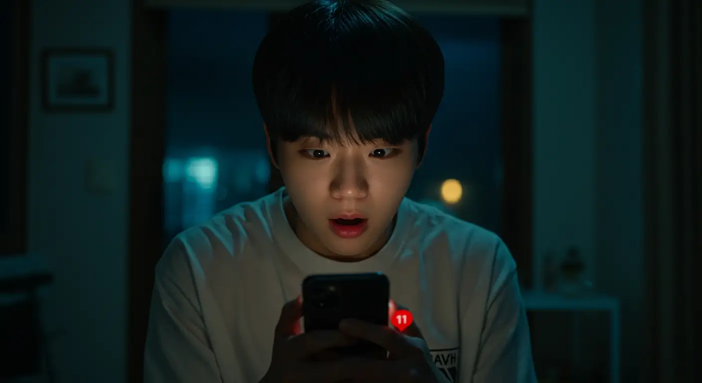 스마트폰으로 카카오뱅크 비상금대출 연장 거절 알림을 받고 충격받은 한국인 사용자