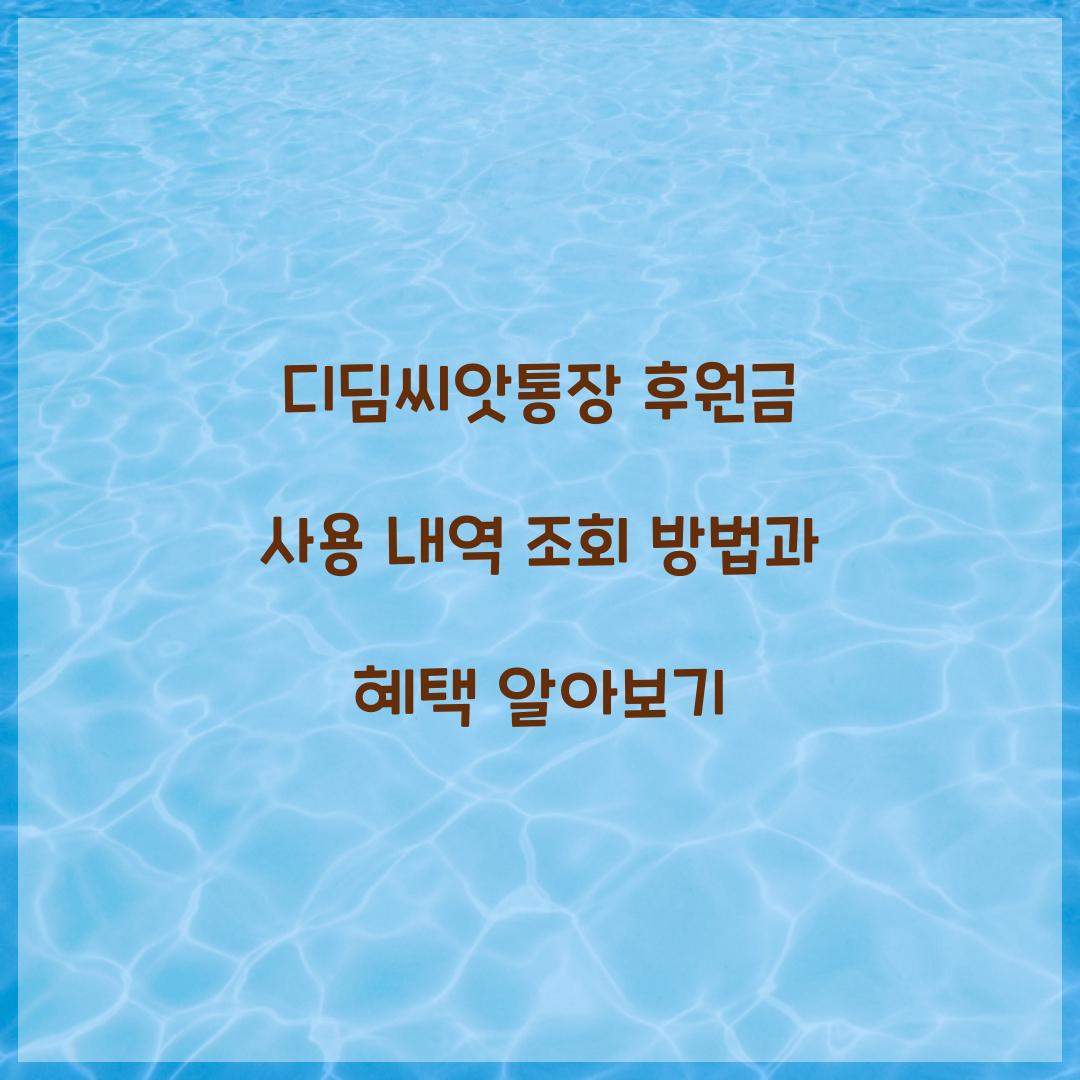 디딤씨앗통장 후원금 사용 내역 조회 방법