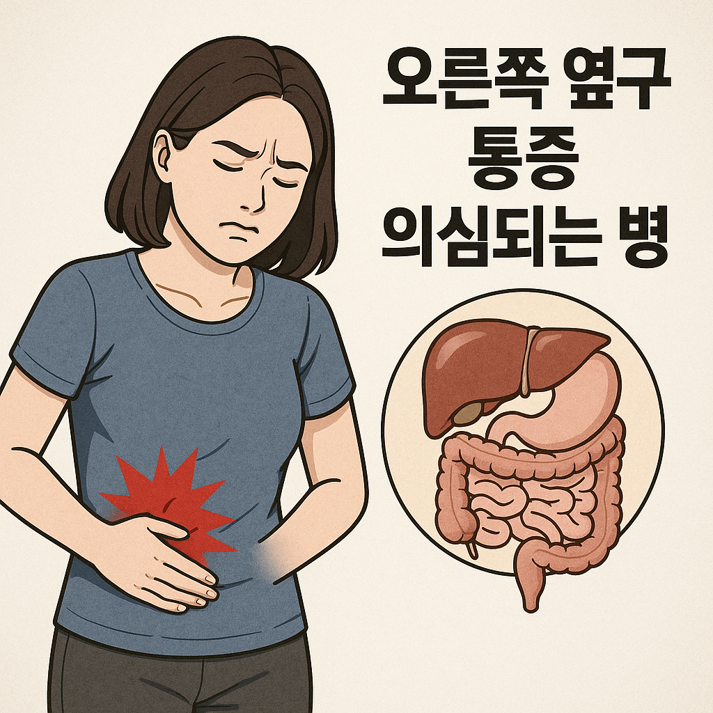오른쪽 옆구리 통증 의심되는병