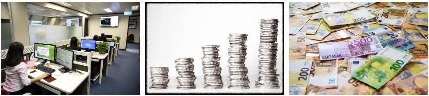 회사원-동전들-지폐들-사진
