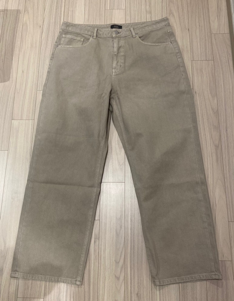 무신사스탠다드 가먼트 다잉 와이드 데님 팬츠[베이지]