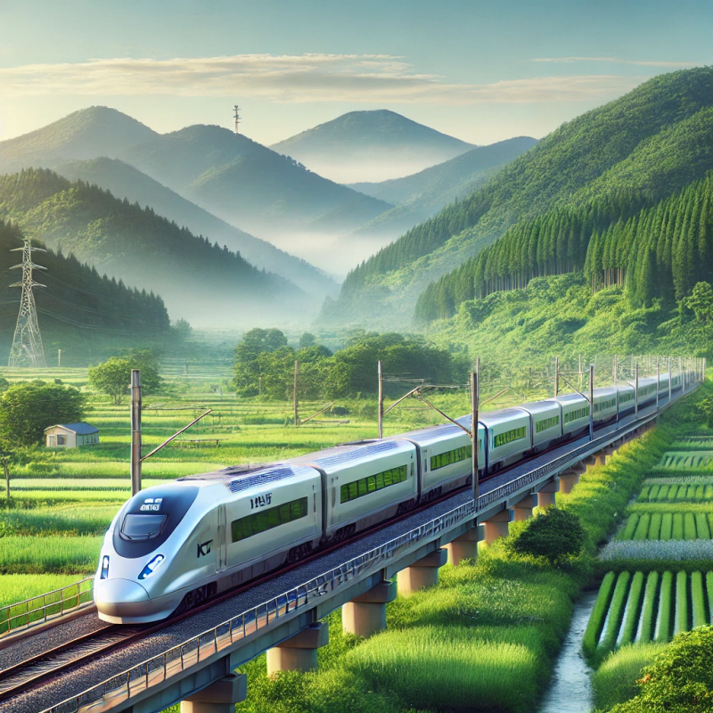 광명과 울산 사이 푸른 풍경 속을 달리는 KTX 열차, 자연과 조화를 이루는 장면