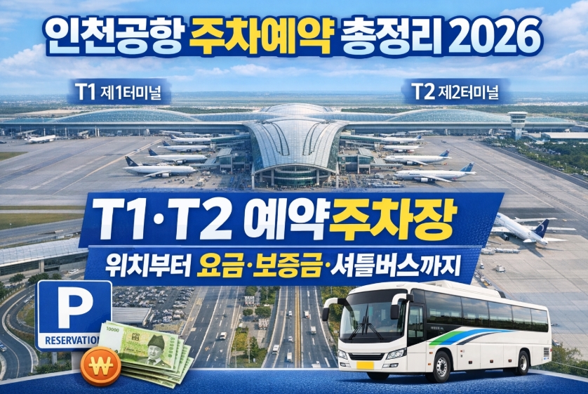 인천공항 주차예약 총정리 2026, T1&middot;T2 예약주차장 위치부터 요금&middot;보증금&middot;셔틀버스까지