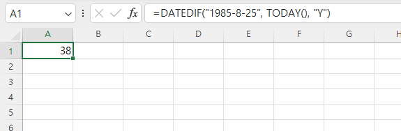 엑셀 DATEDIF 함수 예제