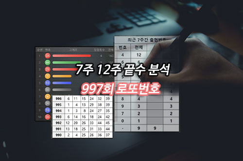 로또997회 당첨예상번호 7주 12주 분석