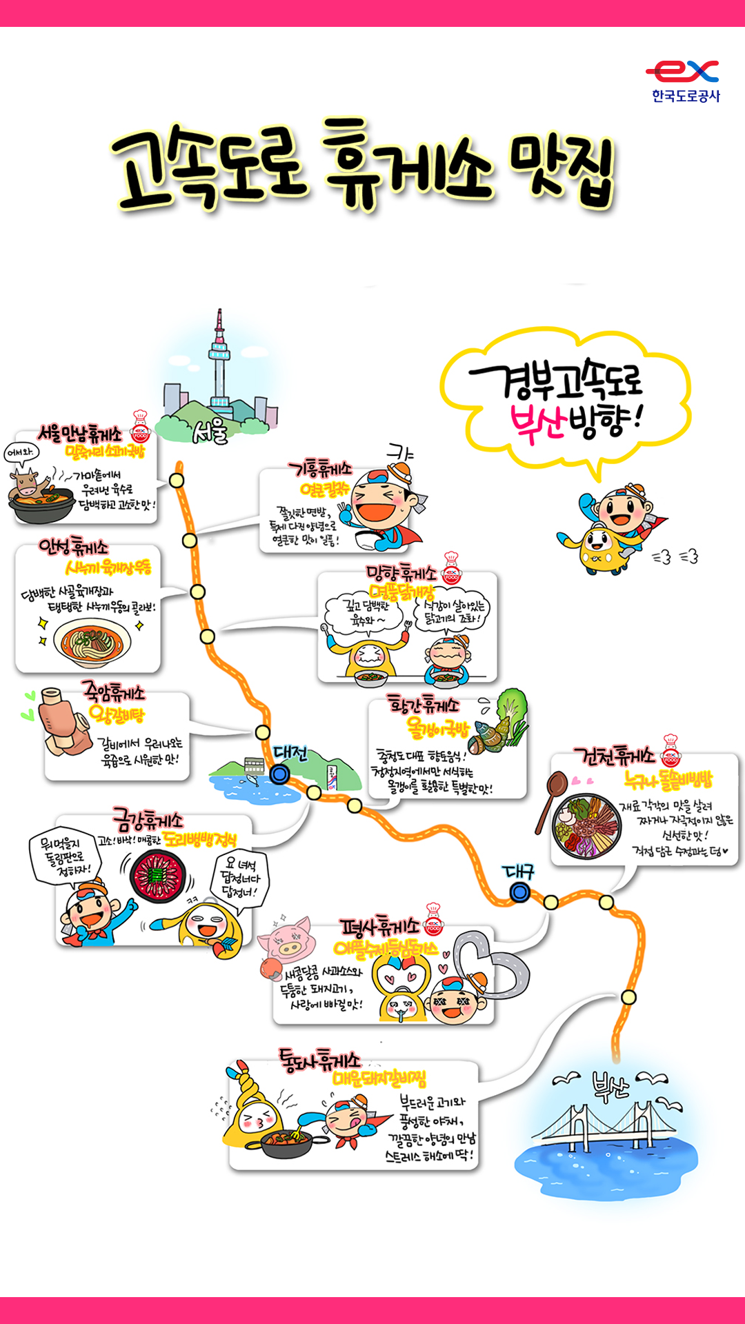 경부 고속도로 휴게소 맛집 하행, 가족 여행 고속도로 맛집