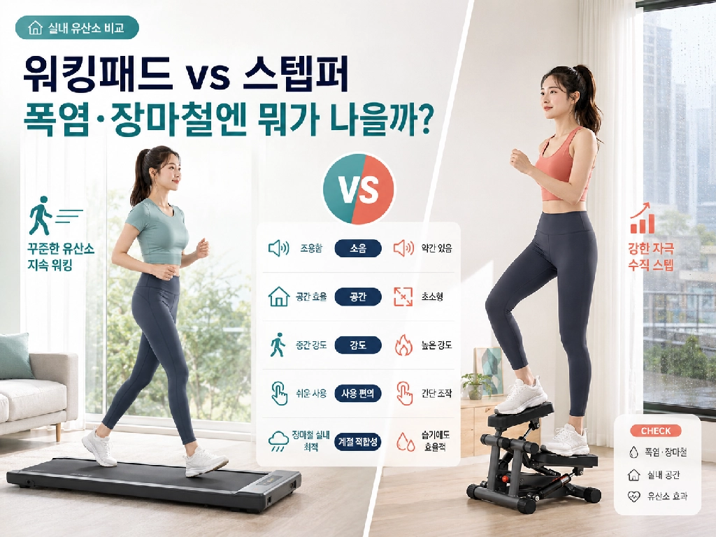 장마철 실내 유산소 기구, 워킹패드 스텝퍼 중 무엇이 나을까