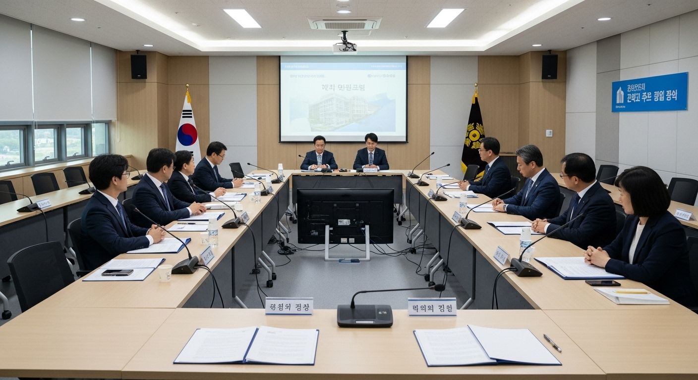 부동산 정책 브리핑을 준비 중인 회의실
