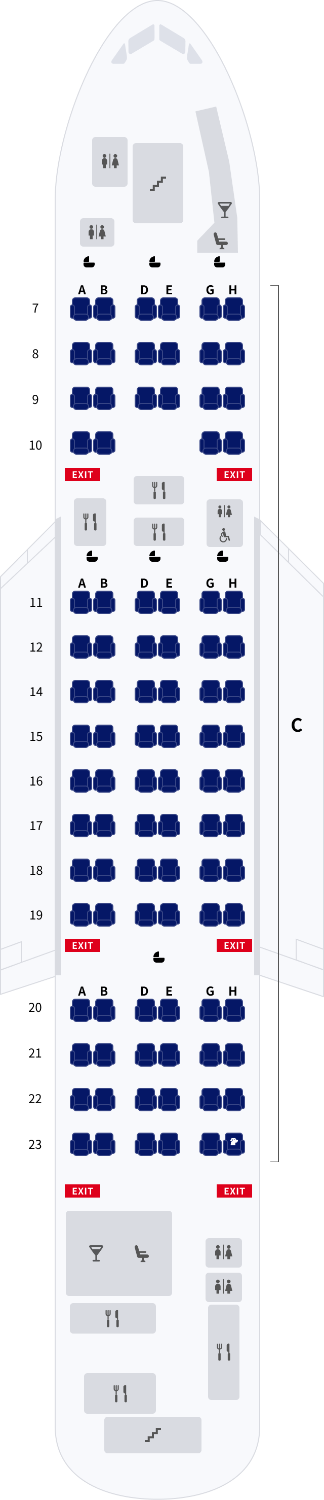 대한항공 에어버스 A380 기본정보, 좌석배치도, 좌석 간격