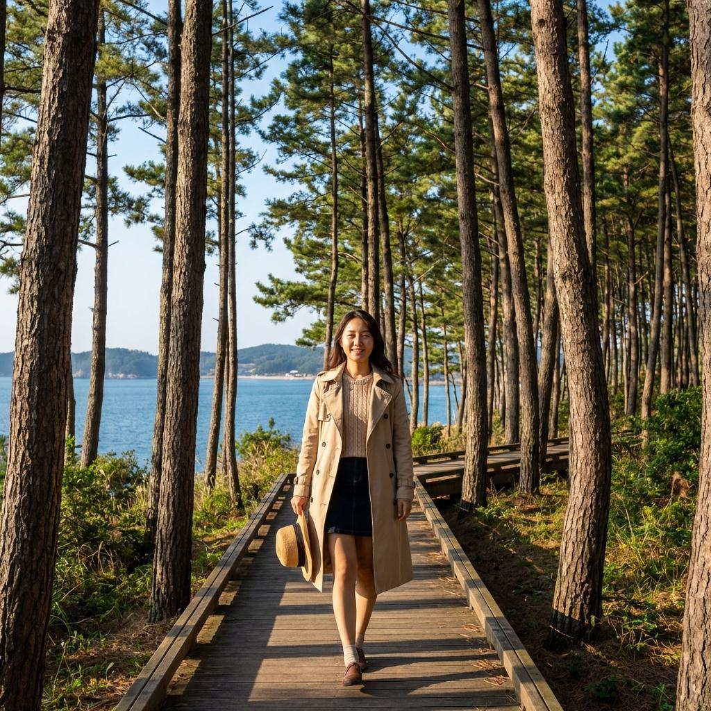 장항 송림 산림욕장 무릎 부담 없는 데크 산책로