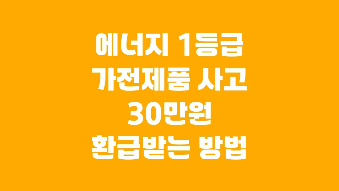 2025 에너지 1등급 가전제품 사고 30만원 환급받는 방법