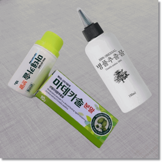 마데카솔 분말과 병풀 추출물