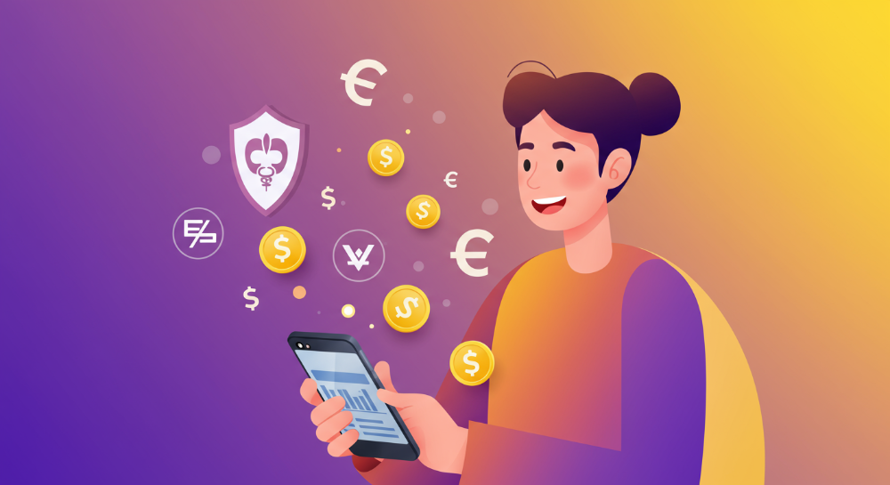 스마트폰으로 건강보험료 환급금을 확인하며 기뻐하는 사람, 자동입금과 직접신청의 편리함을 상징하는 이미지